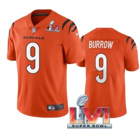 Maillot Cincinnati Bengals Joe Burrow 9 Orange 2022 Super Bowl LVI Vapor Limited - Homme
